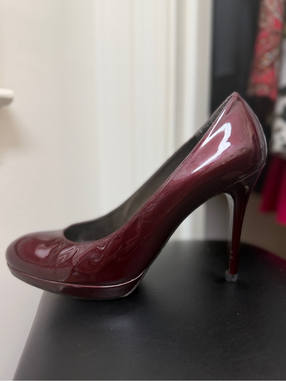 Stuart Weitzman Wine Patent Leather Stiletto Pump